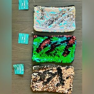 Set of 6 Mermaid sequin cosmetic bags